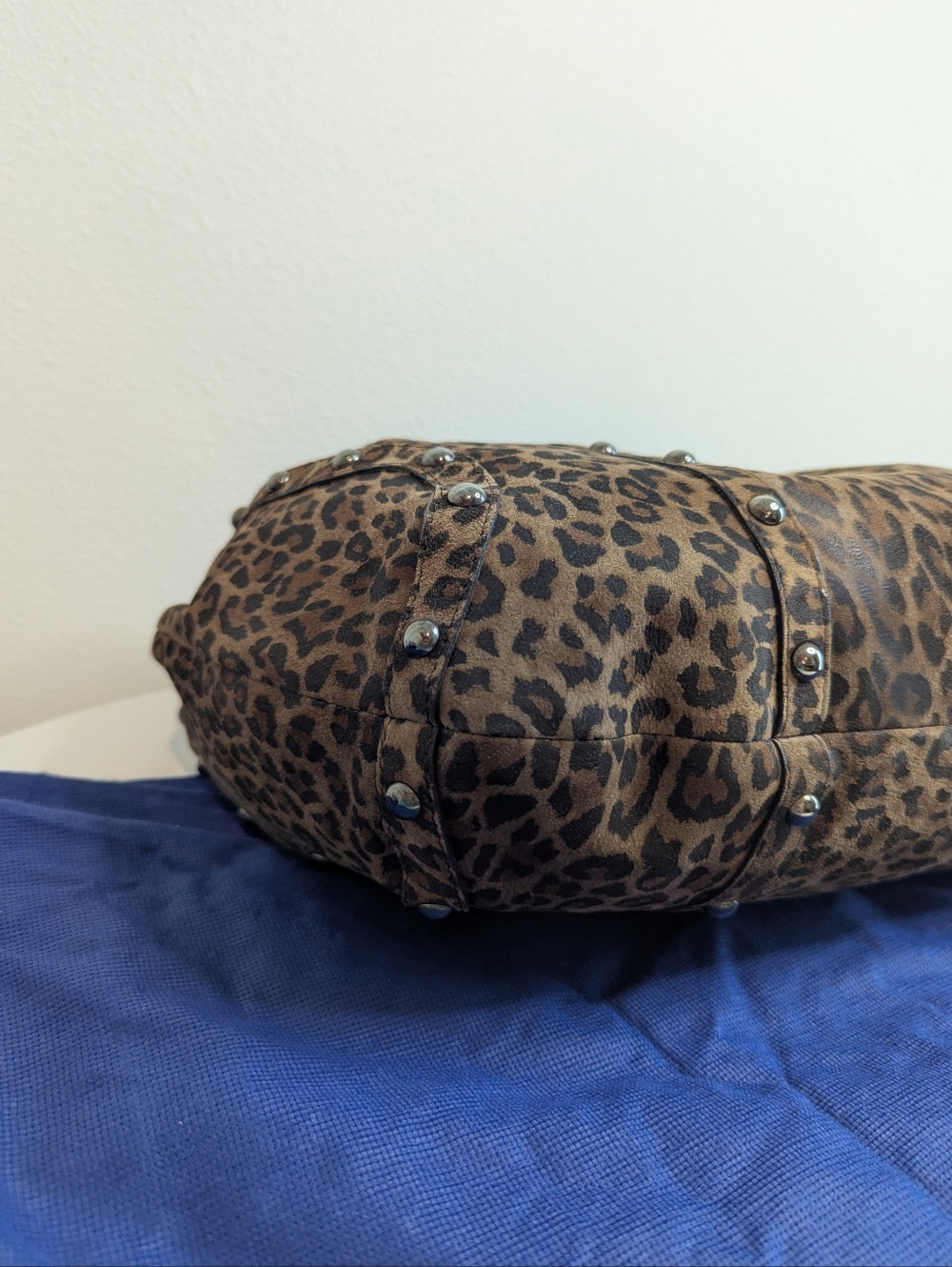 Stuart Weitzman Leopard Suede Studded Hobo Bag w/Tags - Picture 7 of 16